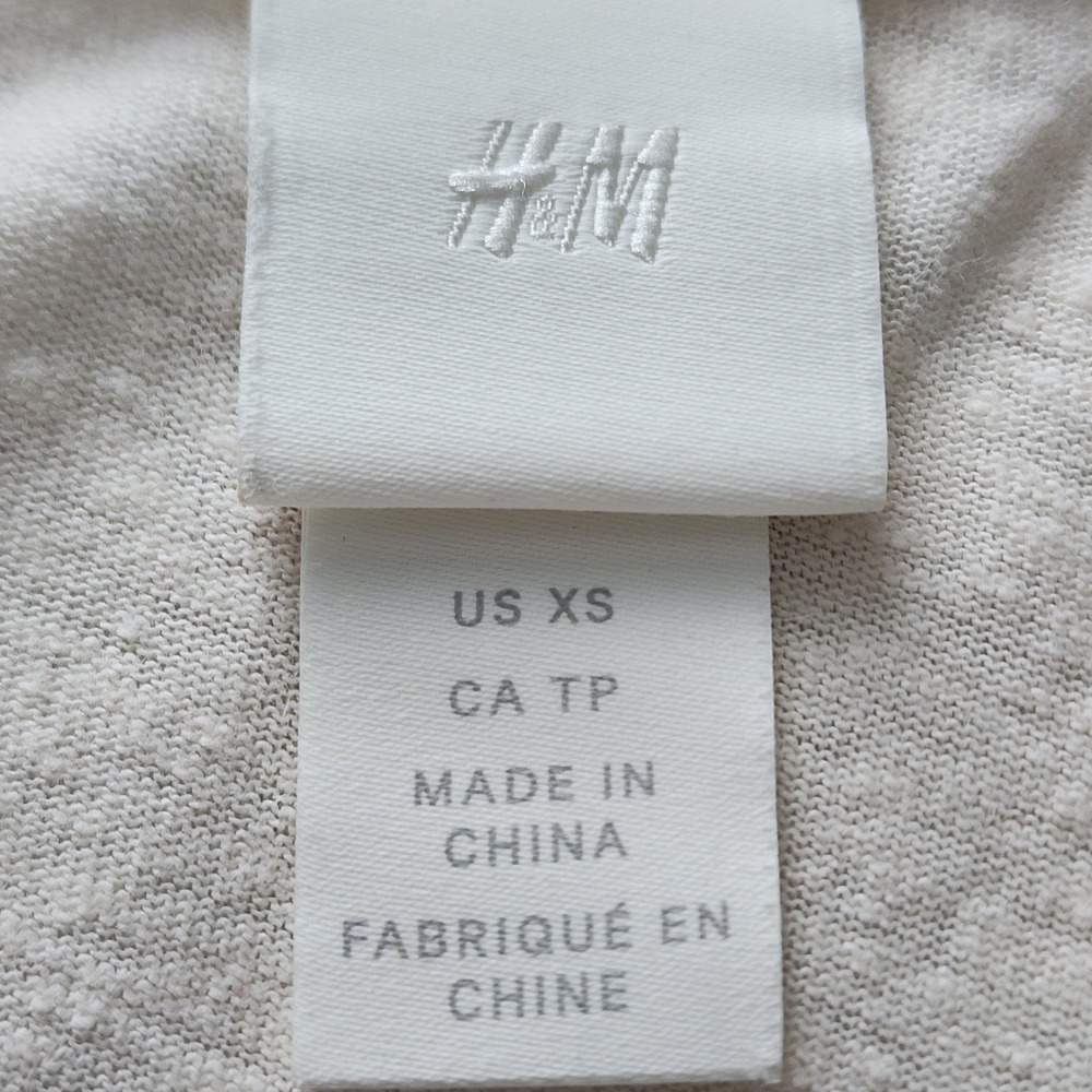 H&M Linen Blend Cardigan Womens XS Cream Cropped Fairy Natural Bridal Neutral - Picture 6 of 15